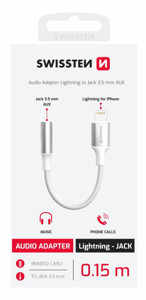 Obrazek KABEL SWISSTEN AUDIO LIGHTNING/JACK AUX 3,5mm 0,15m