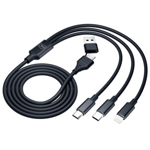 Obrazek 3MK KABEL HYPER 3w1 1,5m Czarny USB-A/C do Micro/USB-C/Lightning