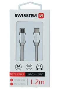 Obrazek KABEL SWISSTEN TYPE-C/TYPE-C 3A 1,2M SILVER