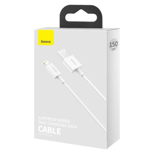 Obrazek KABEL BASEUS SUPERIOR USB-LIGHTNING 2.4A 1.5M BIAŁY/WHITE