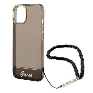 Obrazek GUESS IPHONE 14 PLUS TRANSLUCENT PEARL STRAP GUHCP14MHGCOHK CZARNY/BLACK