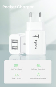 Obrazek Ładowarka sieciowa T-PHOX POCKET CHARGER 2xUSB 2.1A WHITE