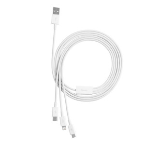 Obrazek KABEL BASEUS SUPERIOR SERIES 3w1 3.5A USB DO MICRO/USB-C/LIGHTNING 1.5M WHITE