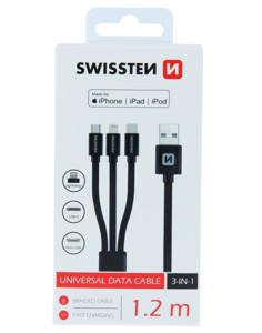 Obrazek KABEL SWISSTEN 3w1 1,2M MFI BLACK