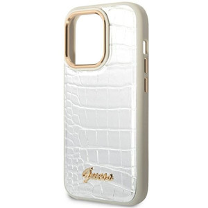 Obrazek GUESS IPHONE 14 PRO CROCO COLLECTION GUHCP14LHGCRHS SREBRNY/SILVER