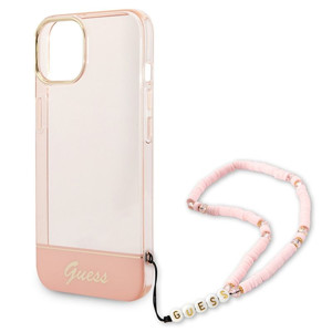 Obrazek GUESS IPHONE 14 PLUS TRANSLUCENT PEARL STRAP GUHCP14MHGCOHP RÓŻOWY/PINK