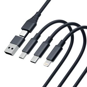 Obrazek 3MK KABEL HYPER 3w1 1,5m Czarny USB-A/C do Micro/USB-C/Lightning