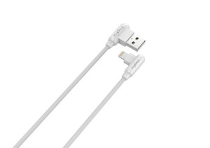 Obrazek KABEL MX CORNER FAST CHARGE LIGHTNING 2.4A / 1m, WHITE / BIAŁY, KĄTOWY