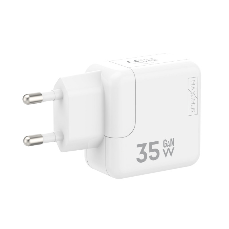 Obrazek Ładowarka sieciowa MX Burst GaN PD 35W, 2xUSB-C + kabel PD 65W C/C, WHITE/BIAŁY
