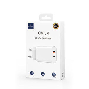 Obrazek WIWU Ładowarka Sieciowa Wi-U002 PD + QC 20W 1x USB 1x USB-C biały