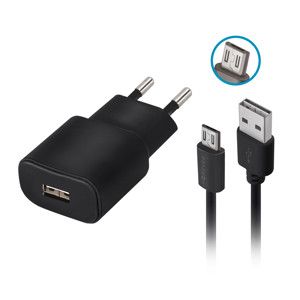 Obrazek Forever ładowarka sieciowa TC-01 1x USB 2A czarna + kabel microUSB