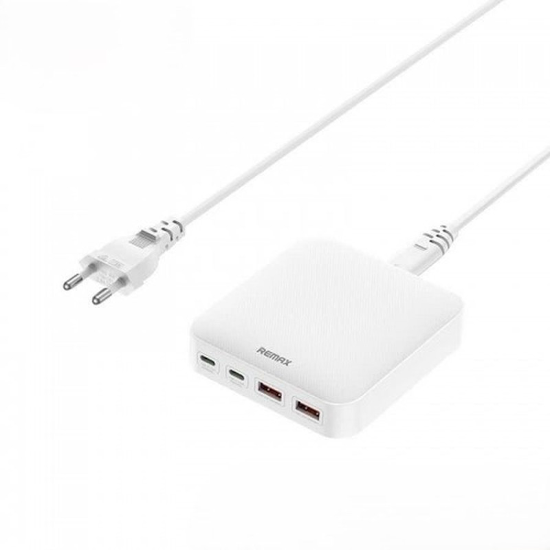 Obrazek Ładowarka sieciowa PODRÓŻNA REMAX DONGFENG 65W RP-U183 GaN PD QC 2xUSB-C/2xUSB WHITE