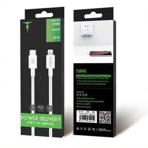 Obrazek KABEL T-PHOX GLARY LITE SERIES 18W 1M USB-C/LIGHTNING WHITE