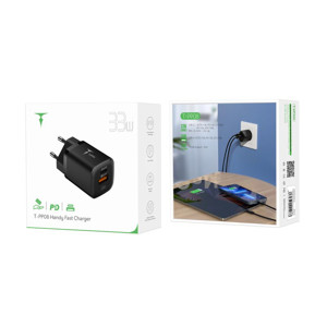 Obrazek Ładowarka sieciowa T-PHOX HANDY SERIES 33W T-PP08 USB/USB-C BLACK