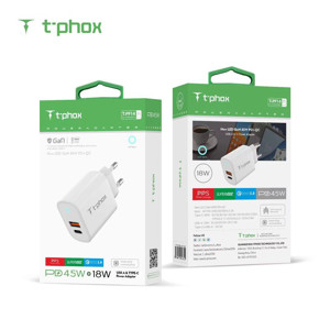 Obrazek Ładowarka sieciowa T-PHOX GLORY 45W USB/USB-C WHITE