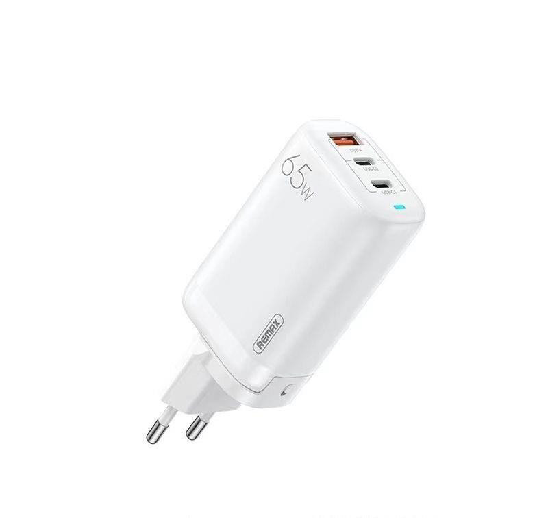 Obrazek Ładowarka sieciowa REMAX LIGIL GAN WHITE RP-U55 65W PD QC 2xUSB-C + 1xUSB