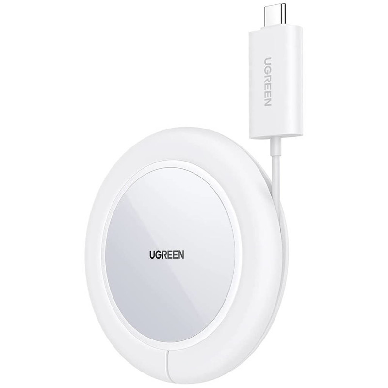 Obrazek Ugreen ładowarka CD245 bezprzewodowa Qi MagSafe 15W z kablem USB-C - biała