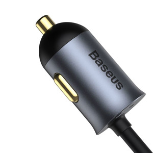 Obrazek Ładowarka samochodowa BASEUS SHARE TOGETHER 2xUSB 2xUSB-C 120W Z PRZEDŁUŻACZEM SZARA/GREY