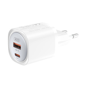 Obrazek XO ładowarka sieciowa CE21 PD 30W 1xUSB-C 1xUSB BIAŁA + KABEL USB-C/LIGHTNING