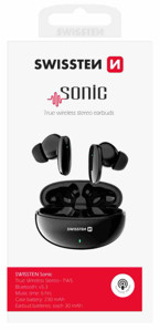 Obrazek SŁUCHAWKI Bluetooth SWISSTEN TWS SONIC BLACK