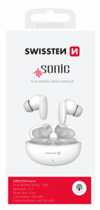 Obrazek SŁUCHAWKI Bluetooth SWISSTEN TWS SONIC WHITE