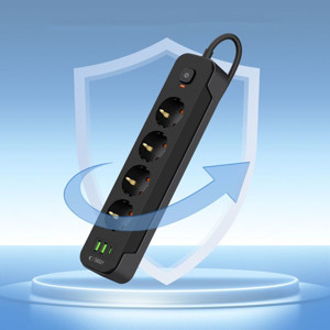 Obrazek TECH-PROTECT PRZEDŁUŻACZ POWER SOCKET PCL4X3 2xUSB/1xUSB-C 200M BLACK