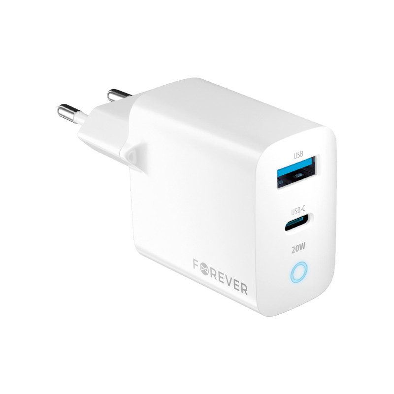 Obrazek Forever ładowarka sieciowa PD QC TC-06-20AC 1x USB-C 1x USB 20W biała