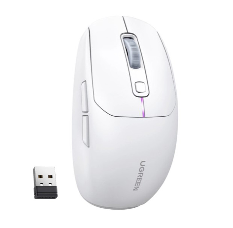 Obrazek Ugreen mysz komputerowa MU103 Bluetooth 5.0 /odbiornik USB 2.4GHz biały