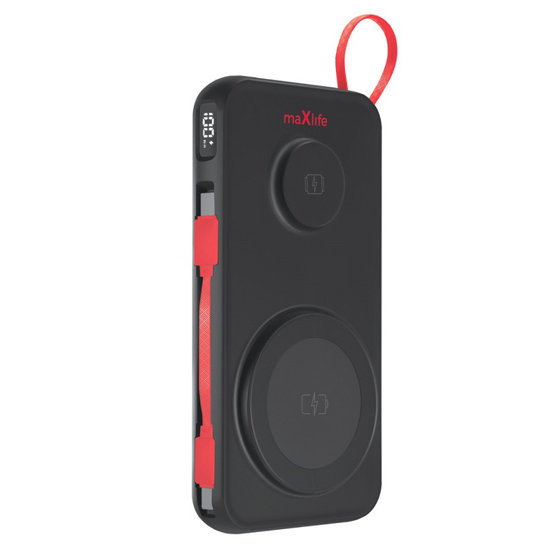Obrazek Maxlife Powerbank bezprzewodowy 10000MAH MXPB-08 magnetyczny 3w1 czarny