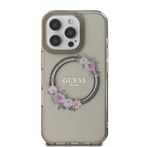 Obrazek GUESS IPHONE 16 PRO FLOWERS WREATH GUHMP16LHFWFCK CZARNY MAGSAFE