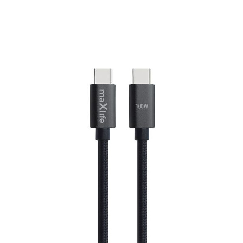 Obrazek Maxlife kabel MXuC-12 USB-C/USB-C 100W 1m czarny