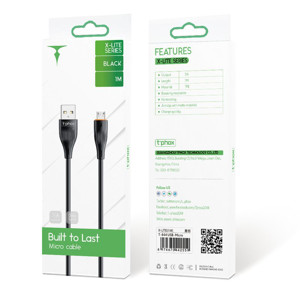 Obrazek KABEL T-PHOX X-LITE MICRO USB BLACK 1M 3A