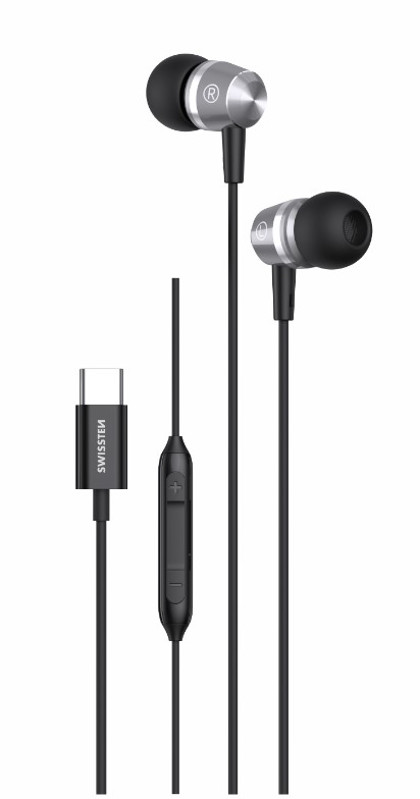 Obrazek SŁUCHAWKI PRZEWODOWE SWISSTEN USB-C BLACK