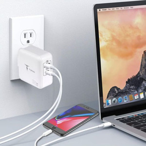 Obrazek Ładowarka sieciowa T-PHOX MEGA T-PP09 GAN PD 65W USB/USB-C WHITE