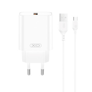 Obrazek XO ładowarka sieciowa CE33 QC 18W 1x USB BIAŁA + KABEL USB-C