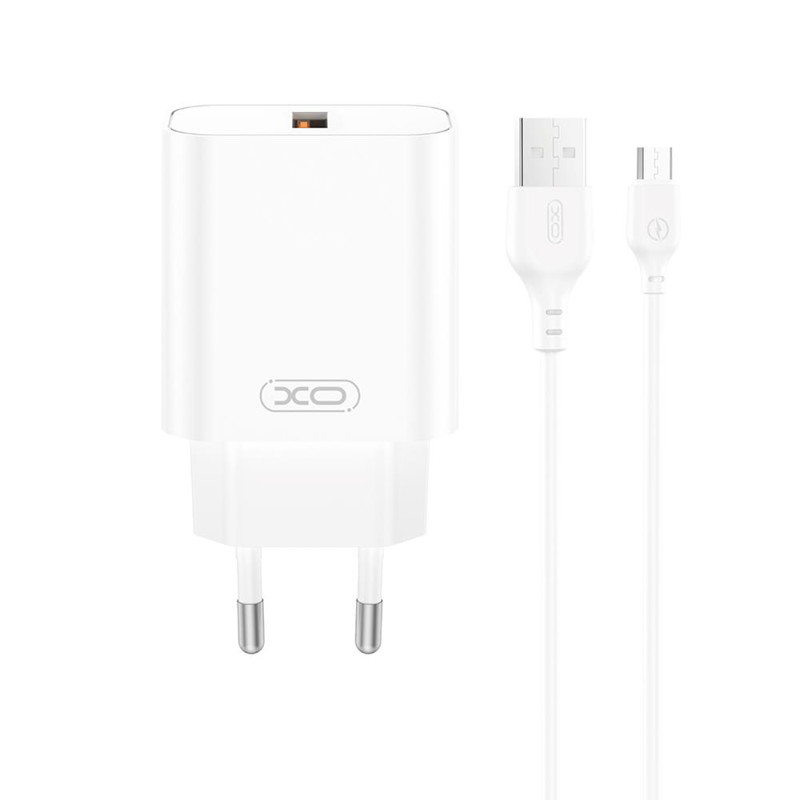 Obrazek XO ładowarka sieciowa CE33 QC 18W 1x USB BIAŁA + KABEL USB-C