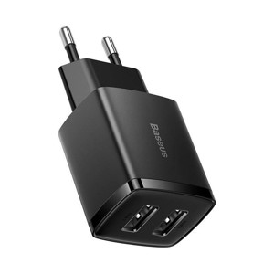 Obrazek Ładowarka sieciowa BASEUS COMPACT QC 2xUSB 10,5W BLACK