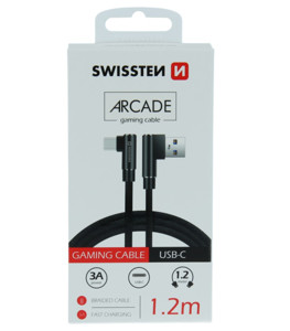 Obrazek KABEL SWISSTEN ARCADE USB/USB-C 1,2m czarny kątowy