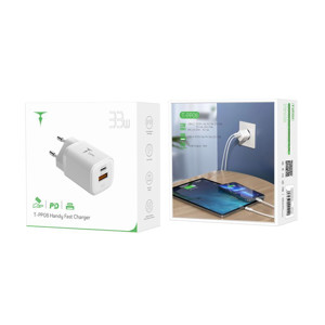 Obrazek Ładowarka sieciowa T-PHOX HANDY SERIES 33W T-PP08 USB/USB-C WHITE