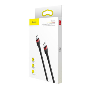 Obrazek KABEL BASEUS CAFULE PD2.0 60W TYPE-C/C (20V 3A) 1M RED/BLACK, POWER DELIVERY