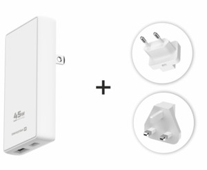 Obrazek Ładowarka sieciowa SWISSTEN TRAVEL GAN WTYK US, EU , UK 45W BIAŁY