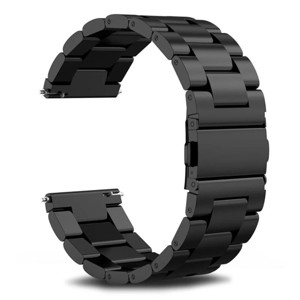 Obrazek Pasek ze stali nierdzewnej do zegarka / smartwatch 22mm, BLACK / CZARNY