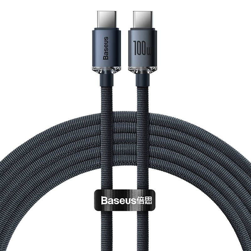Obrazek KABEL BASEUS CRYSTAL SHINE USB-C/USB-C 100W 2M CZARNY/BLACK