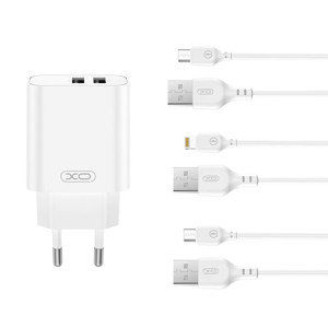 Obrazek XO ładowarka sieciowa CE34 2x USB 2,4A BIAŁA + KABEL MICROUSB