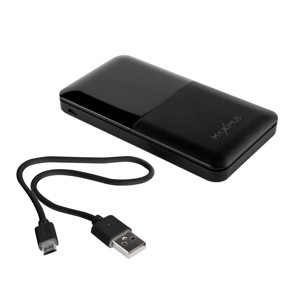 Obrazek POWERBANK MX ROTH 10 000 mAh, 2xUSB, 10W Li-Po, BLACK / CZARNY, + kabel microUSB