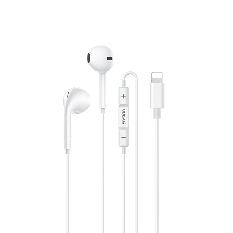 Obrazek Yesido Słuchawki Douszne YH50 Lightning 120cm, WHITE / BIAŁY