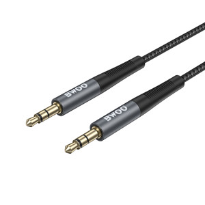 Obrazek BWOO kabel AUX 3.5mm - 3.5mm Nylonowy + Aluminiowa obudowa BO-AUX064 czarny