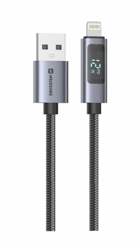 Obrazek KABEL SWISSTEN LCD USB/LIGHTNING 1m z wyświetlaczem