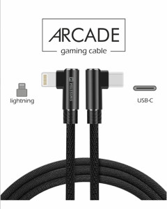 Obrazek KABEL SWISSTEN ARCADE USB-C/Lightning 1,2m czarny kątowy