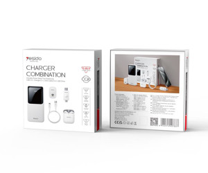 Obrazek Yesido Powerbank CG10 EU 10 000 mAh LED (Zestaw Prezentowy 5w1). WHITE / BIAŁY